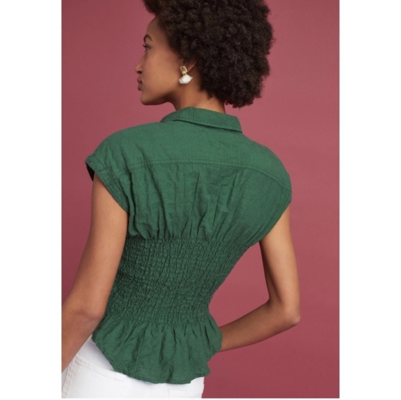 Anthro Maeve Bellamy Cotton Linen Top - Picture 3 of 12